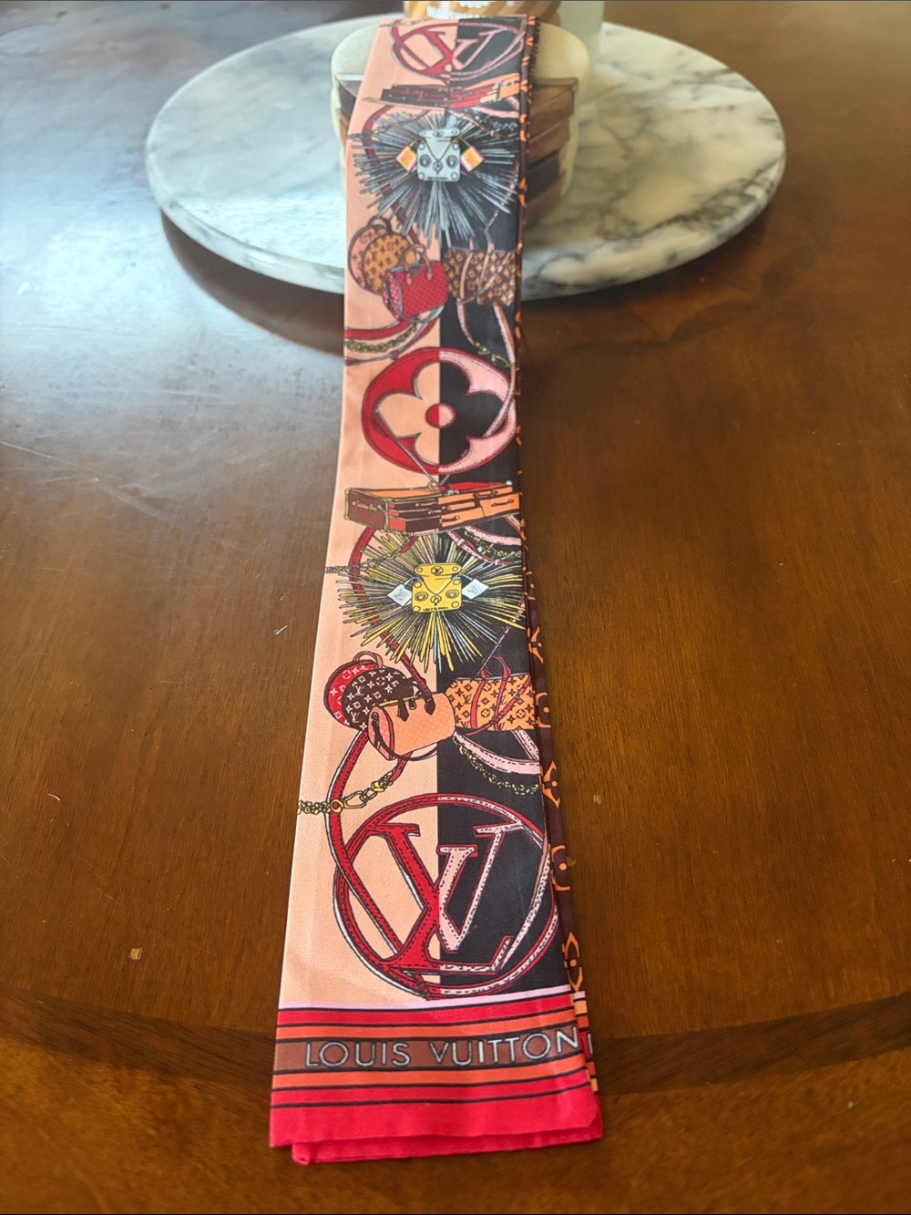 Reversible Louis Vuitton Multicolor Monogram Twilly Scarf